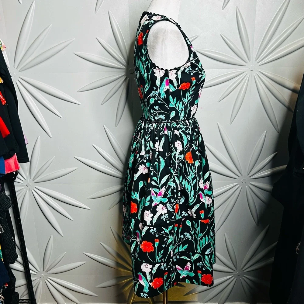 EUC Kate Spade SZ 00 Red/black/green halter midi dress/bust 32” flat/waist 25”